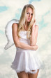 beautiful sexy woman as white snow angel