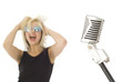 Retro microphone and rocking singer