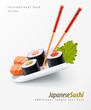 Sushi japanese food with fish and chopsticks