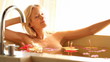 Video: Relaxed woman smiling while relaxing in bathtub Relaxed woman smiling while relaxing in bathtub