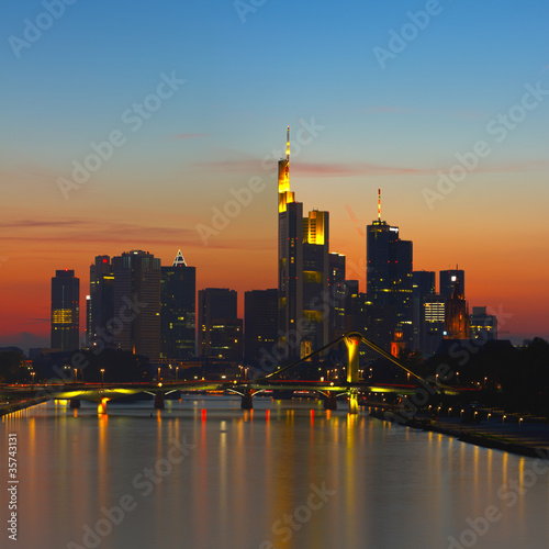 Photo: Frankfurt Skyline and Financial District after Sunset Frankfurt Skyline and Financial District after Sunset
