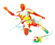 Vector: Soccer player kicks the ball. Vector illustration. Soccer player kicks the ball. Vector illustration.