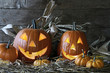 Halloween pumpkins in the barn Halloween pumpkins in the barn