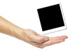 Fotografia su mano, fondo bianco