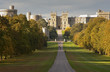 Windsor Castle viewed along Long Walk in Windsor Great Park in E