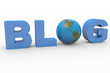 3D word Blog with earth sphere replacing letter O