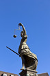 Statue of Lady Justice "Justitia" in front of the Romer in Frank