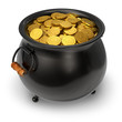 Black pot full of gold coins