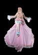 Young woman in fary-tale doll cosplay costume fly Young woman in fary-tale doll cosplay costume fly