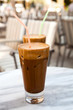 Frappes on a cafe table