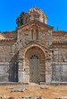 Typical medieval stone church entrance in Greece