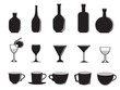 silhouette of glass bottles and cups