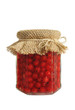 Canned red currant berries in jar - isolated