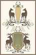 shields with pair of deer - editable vector illustration