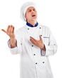 Mature chef singing