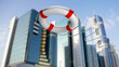 Rescue ring against skyscrapers