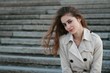 Young beautiful girl with windy hair Young beautiful girl with windy hair