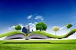 Open book with green nature world Open book with green nature world