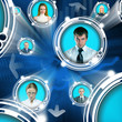 Business people in cyberspace