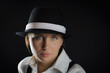 Photo: Woman in black background isolated Woman in black background isolated