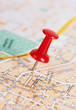 Photo: Red pushpin on a map Red pushpin on a map