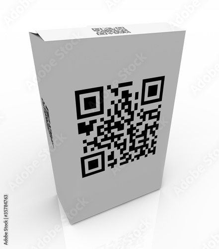 Illustration: QR Product Code on Box for Scanning Barcode QR Product Code on Box for Scanning Barcode