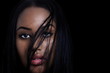 Woman sensual expression with hair, a face closeup