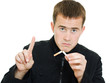 A man broke his cigarette.