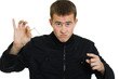 A man broke his cigarette.