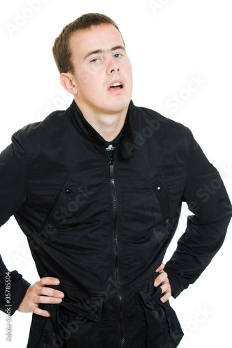 Photo: Lazy man on a white background. Lazy man on a white background.