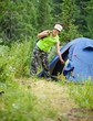 Happy female hiker