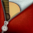 abstract background with guitar and open zipper