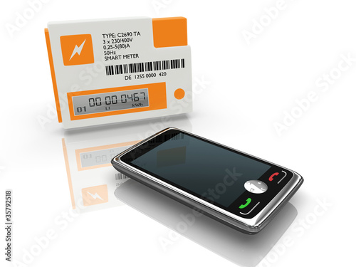 Illustration: rendered smart meter concept with laptop rendered smart meter concept with laptop