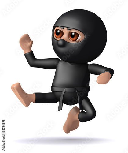 Illustration: 3d Ninja does soome Kung Fu moves on the enemy. 3d Ninja does soome Kung Fu moves on the enemy.