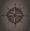 Vector compass rose painting on a wooden wall