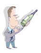 Observing  wine Bottle