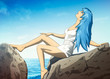 Young woman anime style