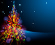 Art Christmas tree on blue background Art Christmas tree on blue background