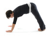 female yoga position downward facing dog pose