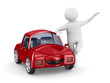 Illustration: Red car and man. Isolated 3D image Red car and man. Isolated 3D image