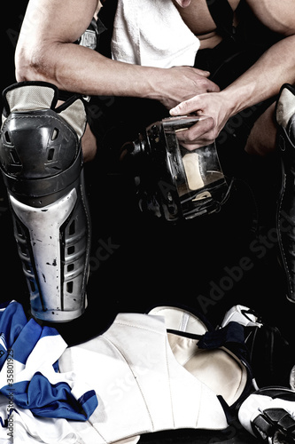 Photo: Hockey player after game Hockey player after game