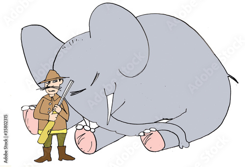 Photo: Hunter and elephant Hunter and elephant