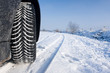 Snow tyre on track