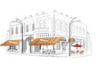 Series of street cafe in sketches Series of street cafe in sketches