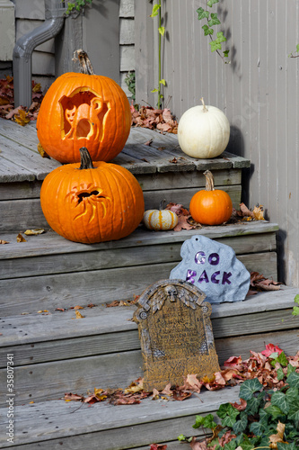 Photo: Halloween Decorations on the front Steps Halloween Decorations on the front Steps