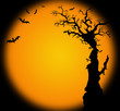 Hallowwen background illustration with bat tree Hallowwen background illustration with bat tree