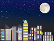 ビルと満月　夜景