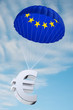 Parachute with the EU flag on it holding a Euro currency symbol