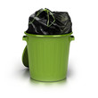 Illustration: poubelle verte pleine, surconsommation, déchets poubelle verte pleine, surconsommation, déchets