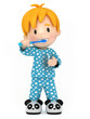 3D Render of a kid brushing his teeth